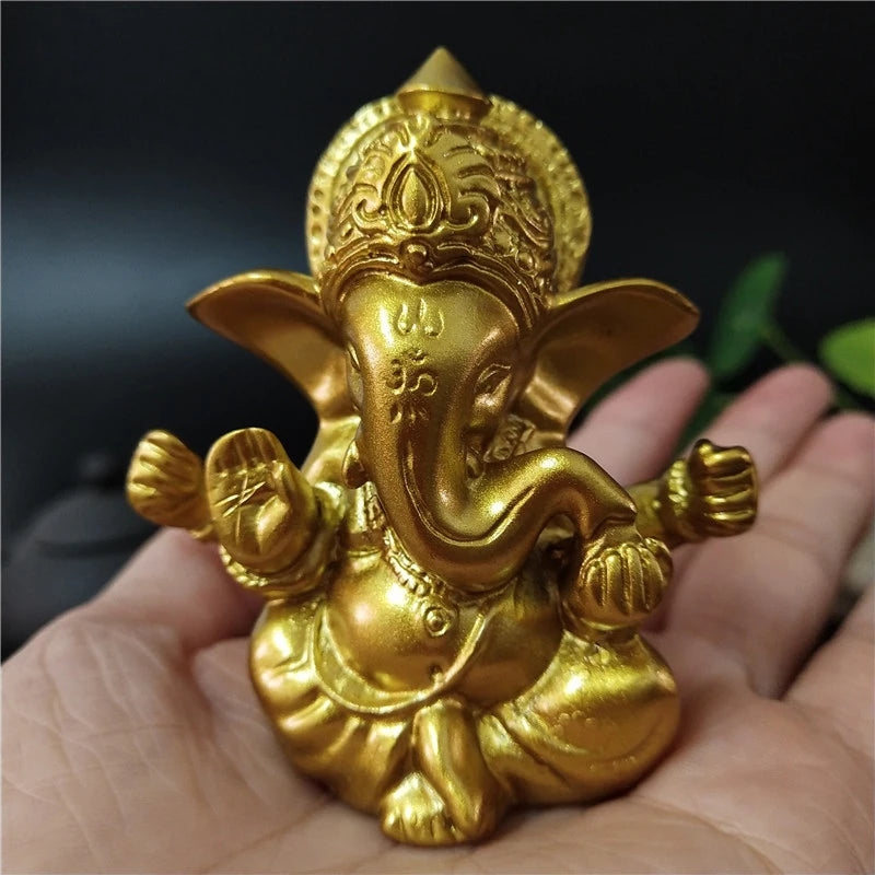 Lord Ganesha Buddha Statue Indian Elephant God Sculptures Gold Ganesh Figurines Ornaments Home Garden Buddha Decoration Statues