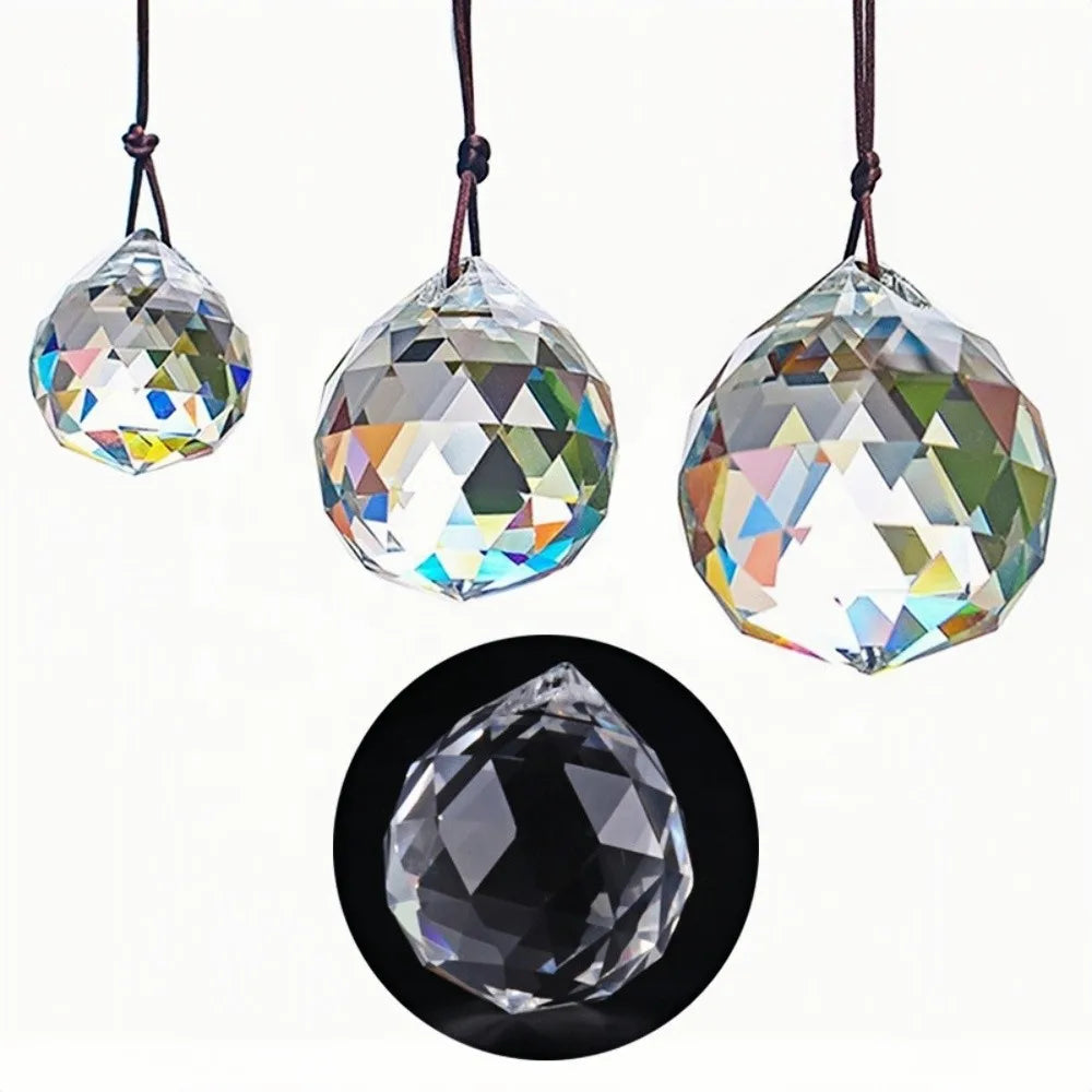 FENG SHUI  Hanging Clear Faceted Crystal Lighting Ball Prisms