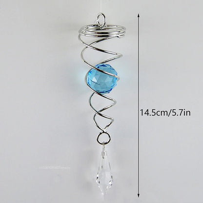 1pc Gazing Ball Spiral Tail Wind Spinner Stabilizer Stainless Steel Round Crystal Sun Catcher Hanging Swivel Hook Garden Decor