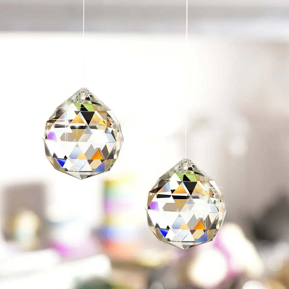 FENG SHUI  Hanging Clear Faceted Crystal Lighting Ball Prisms