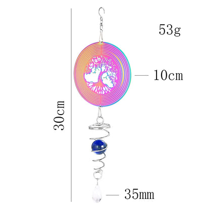 Gradient Color Wind Spinner Stabilizer Gazing Ball Spiral Tail Tree of Life Wind Chimes Catcher Pendant Garden Hanging Decor