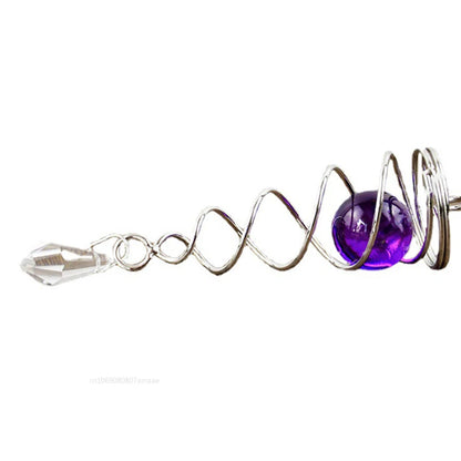 1pc Gazing Ball Spiral Tail Wind Spinner Stabilizer Stainless Steel Round Crystal Sun Catcher Hanging Swivel Hook Garden Decor