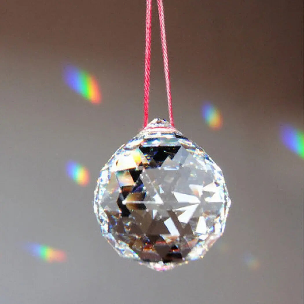 FENG SHUI  Hanging Clear Faceted Crystal Lighting Ball Prisms