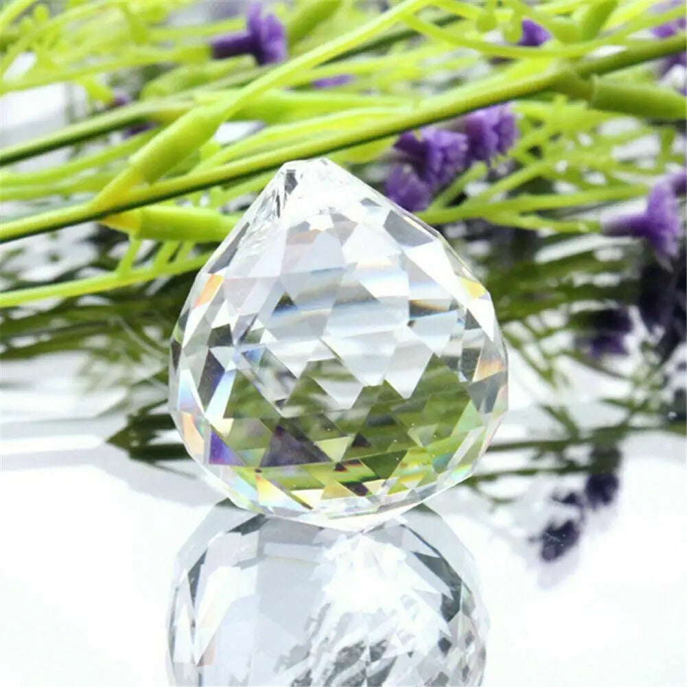 FENG SHUI  Hanging Clear Faceted Crystal Lighting Ball Prisms