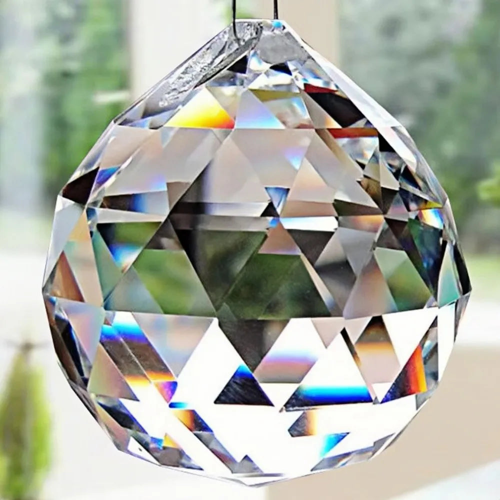 FENG SHUI  Hanging Clear Faceted Crystal Lighting Ball Prisms