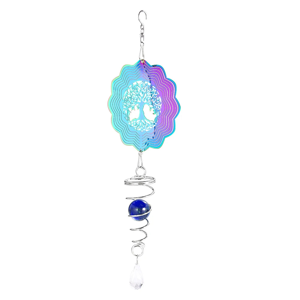 Gradient Color Wind Spinner Stabilizer Gazing Ball Spiral Tail Tree of Life Wind Chimes Catcher Pendant Garden Hanging Decor