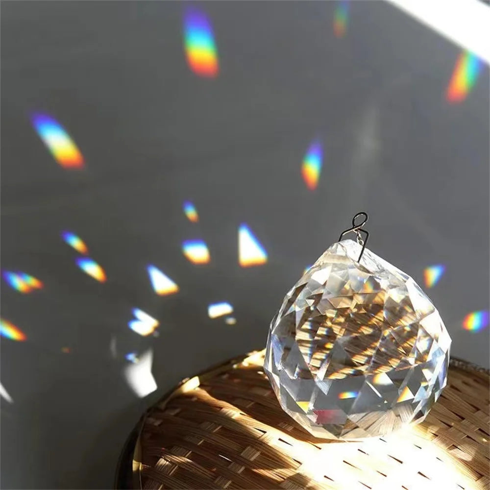 Hanging Clear Faceted Crystal Lighting Ball Prisms DIY Pendant Curtain Chandelier Lamp Decoration Sun Catcher Rainbow Pendant